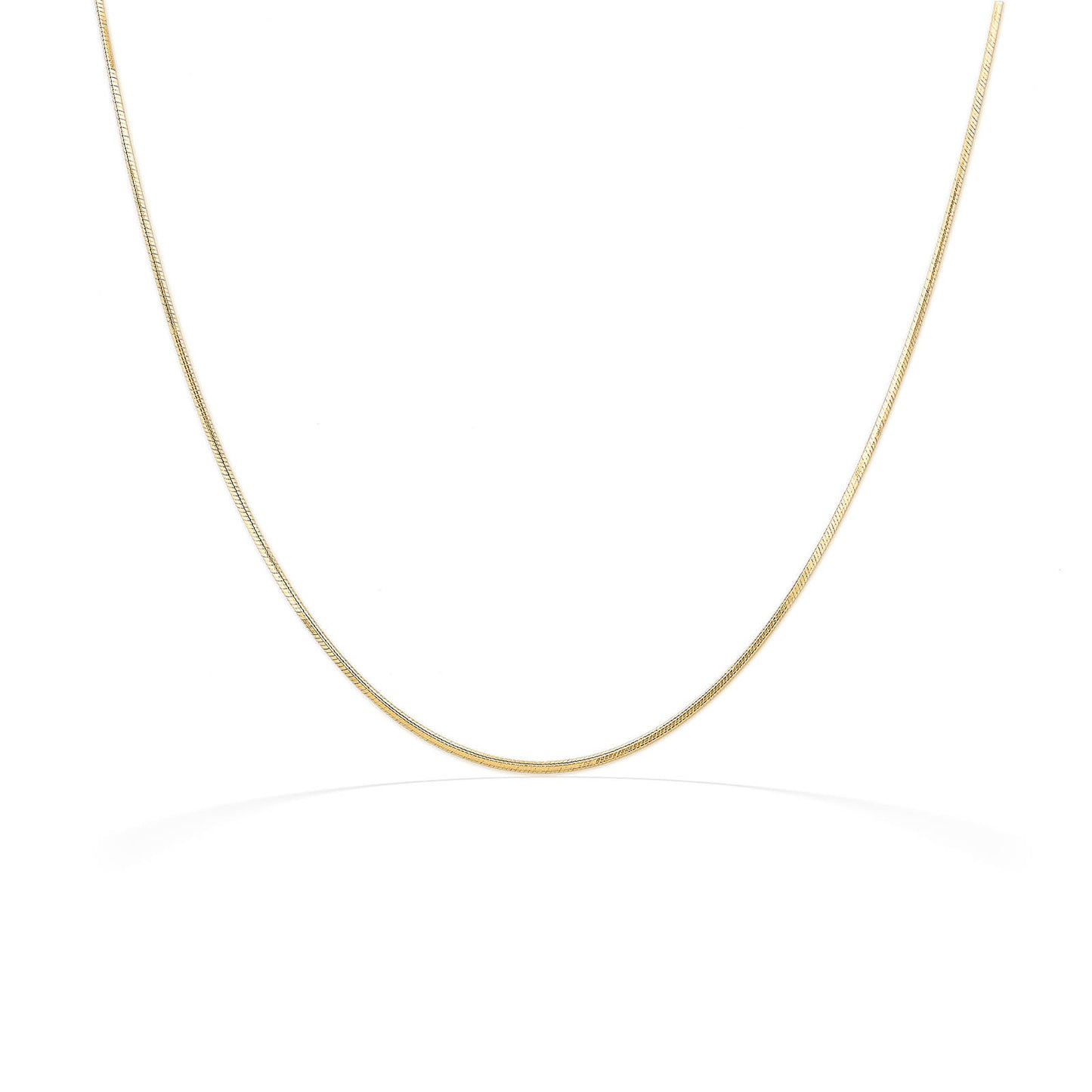 Diamond cut snake chain necklace made in 14k yellow gold with smooth fluid 20" design. Item No. 760224