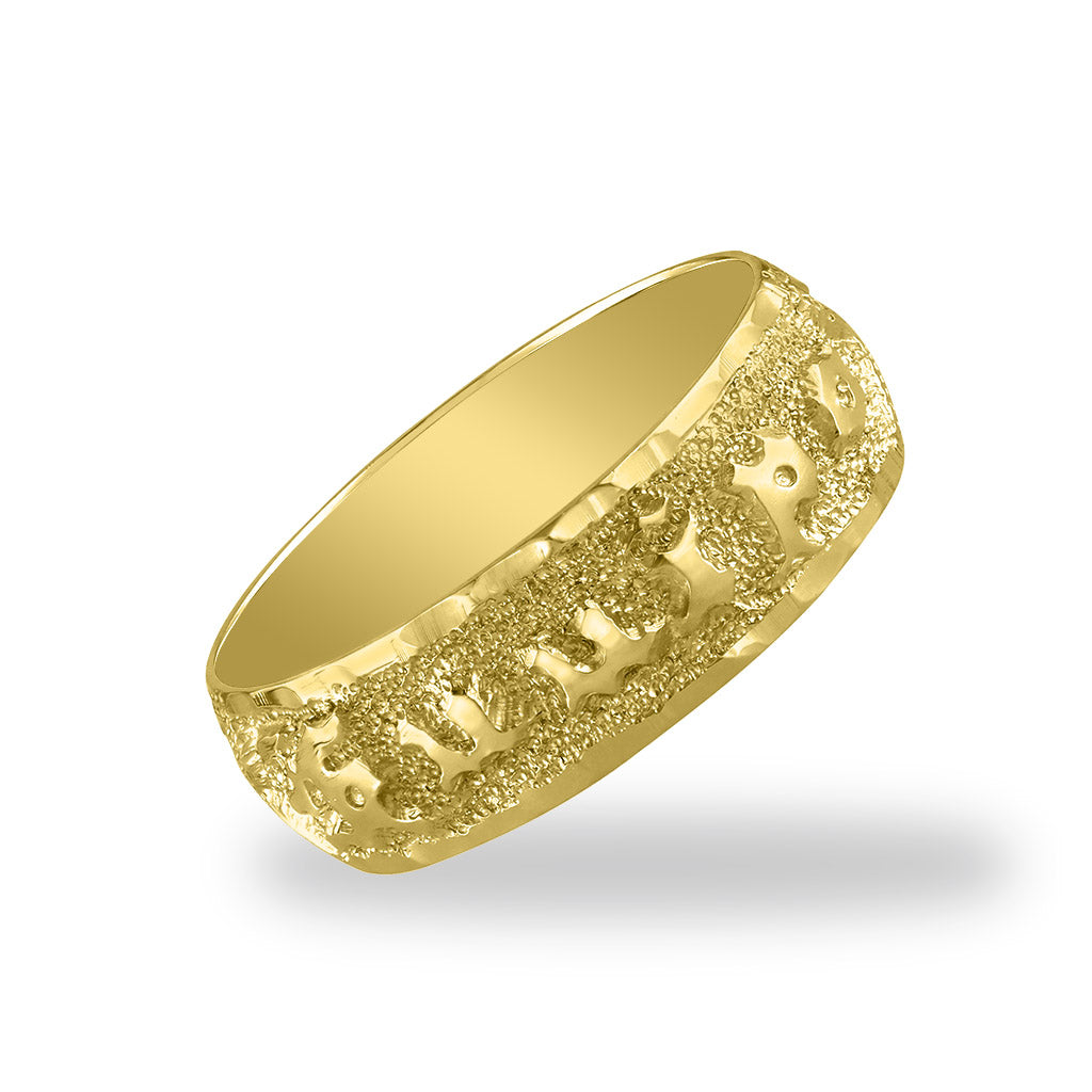 60110 - 14K Yellow Gold - 6mm Hawaiian Heirloom Plumeria Scroll Kuuipo Ring, Size 6