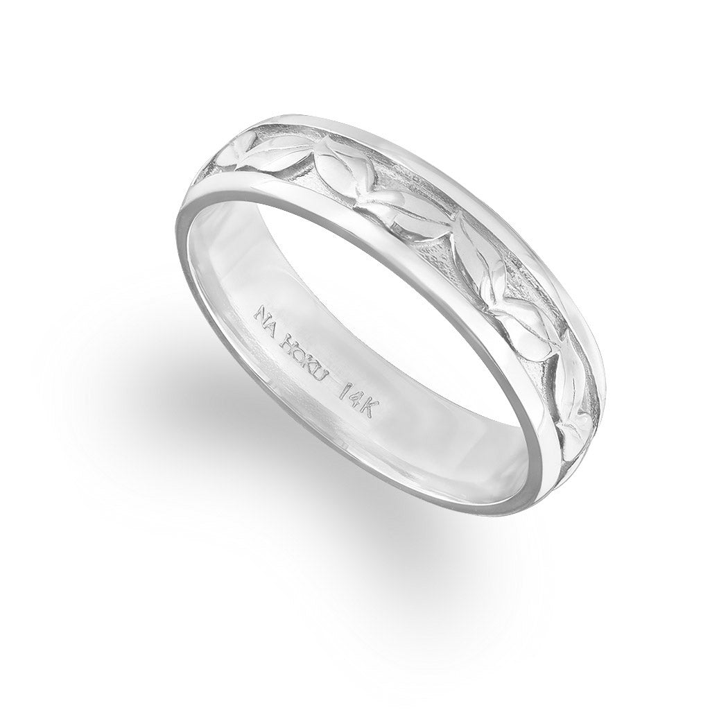40472 - 14K White Gold - Maile Leaf Band