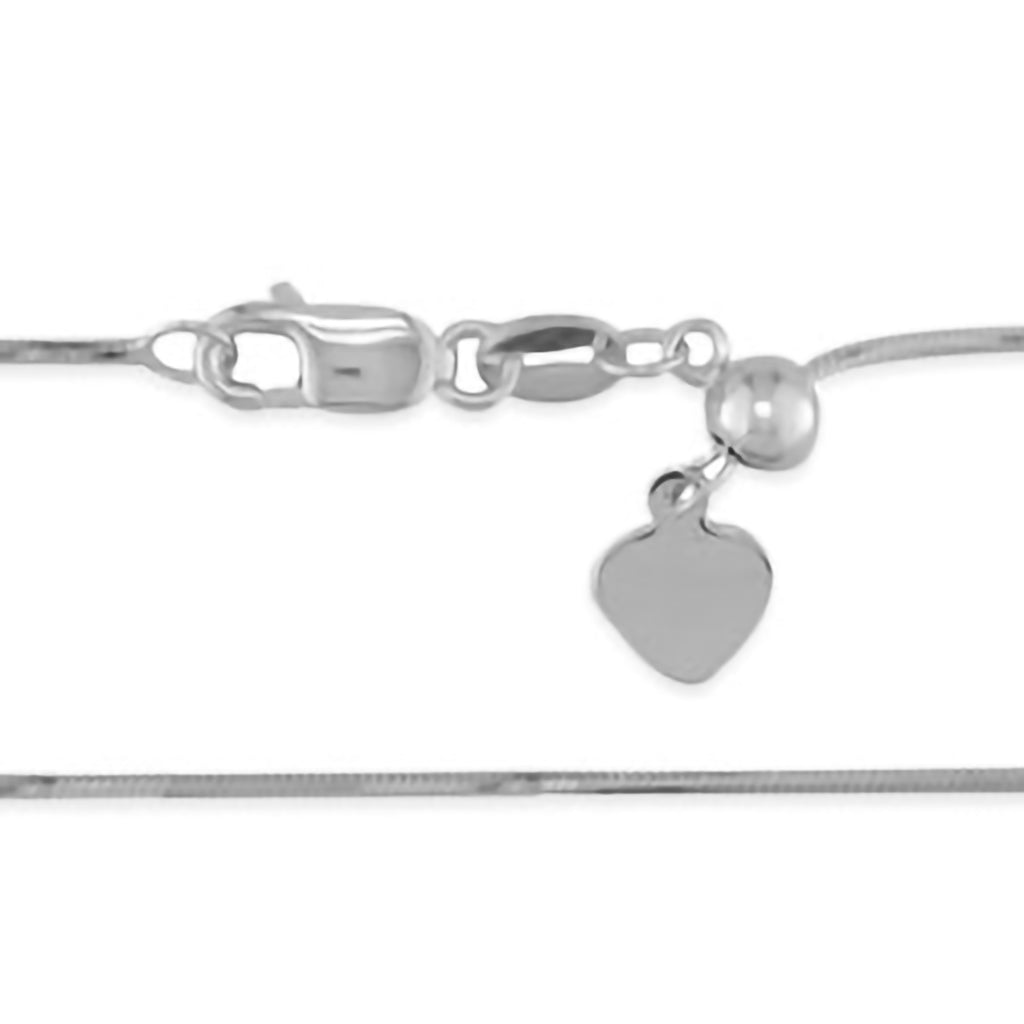 700264 - 14K White Gold - 22" Adjustable Snake Chain, 0.8mm