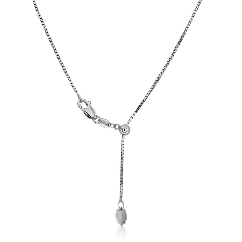 700166 - 14K White Gold - 22" Adjustable Box Chain, 0.85mm