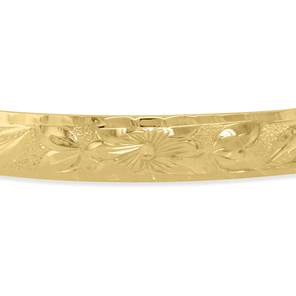 71843 - 14K Yellow Gold - 6mm Hawaiian Heirloom Plumeria Scroll-Around Bracelet