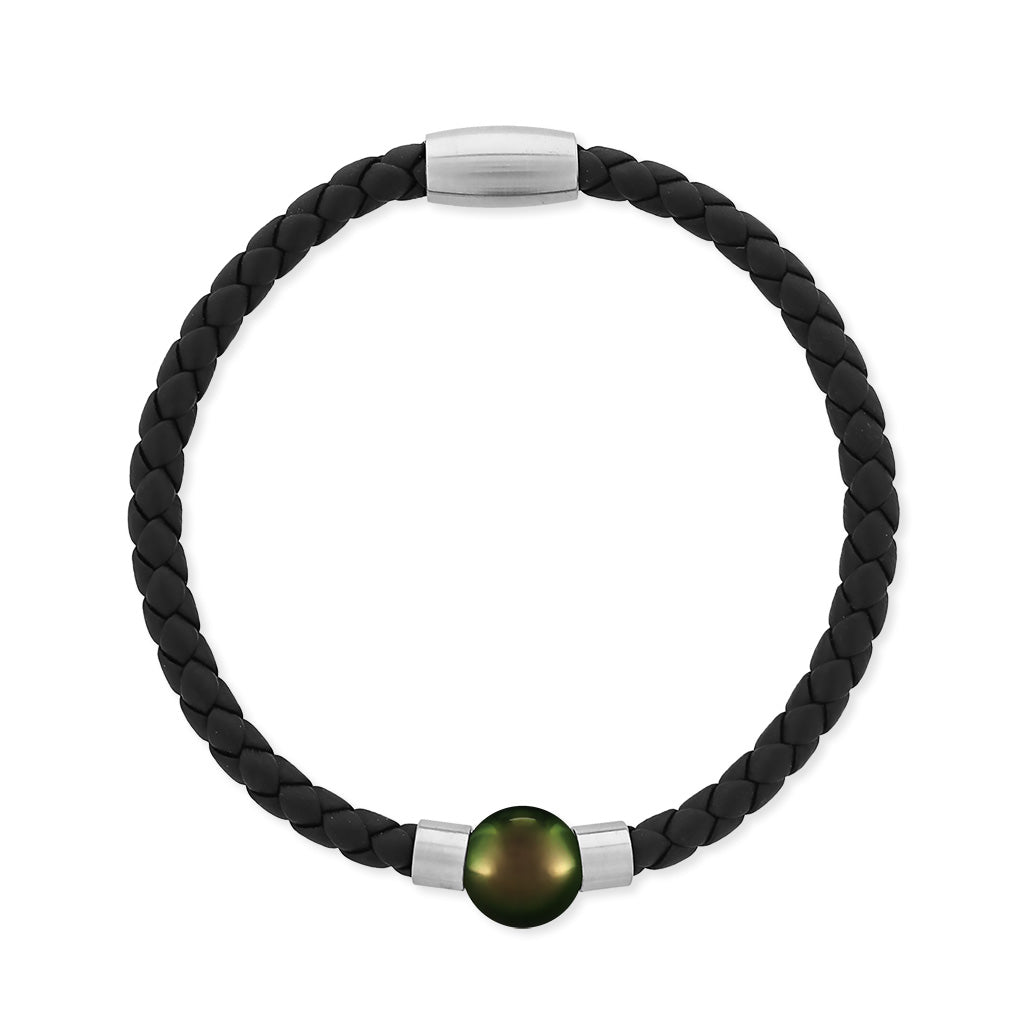 40283 - Steel - Tahitian Pearl Men's Bracelet