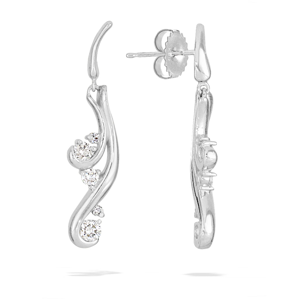 Partial view of waterfall earrings with the right side tilted to highlight the style of earnuts. Item No. 40437