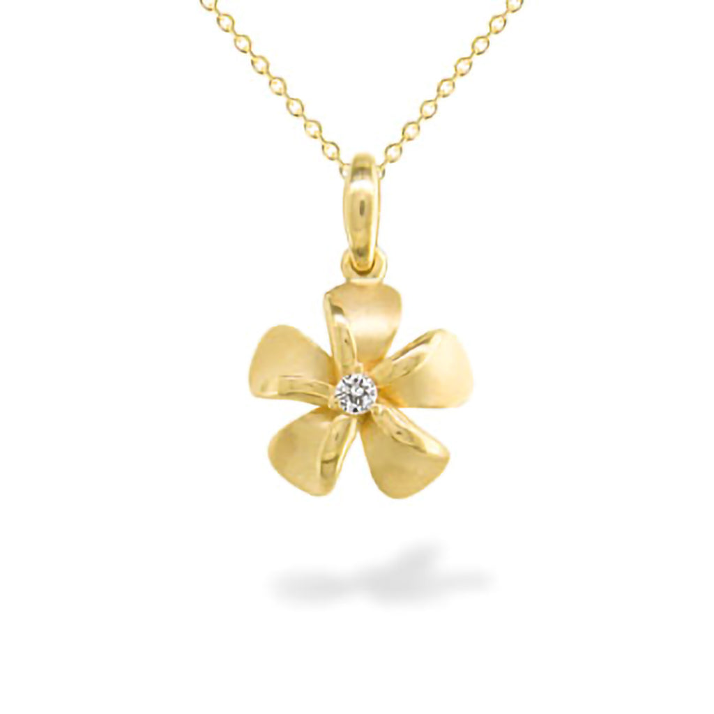 Plumeria Pendant with Center Diamond, 11mm