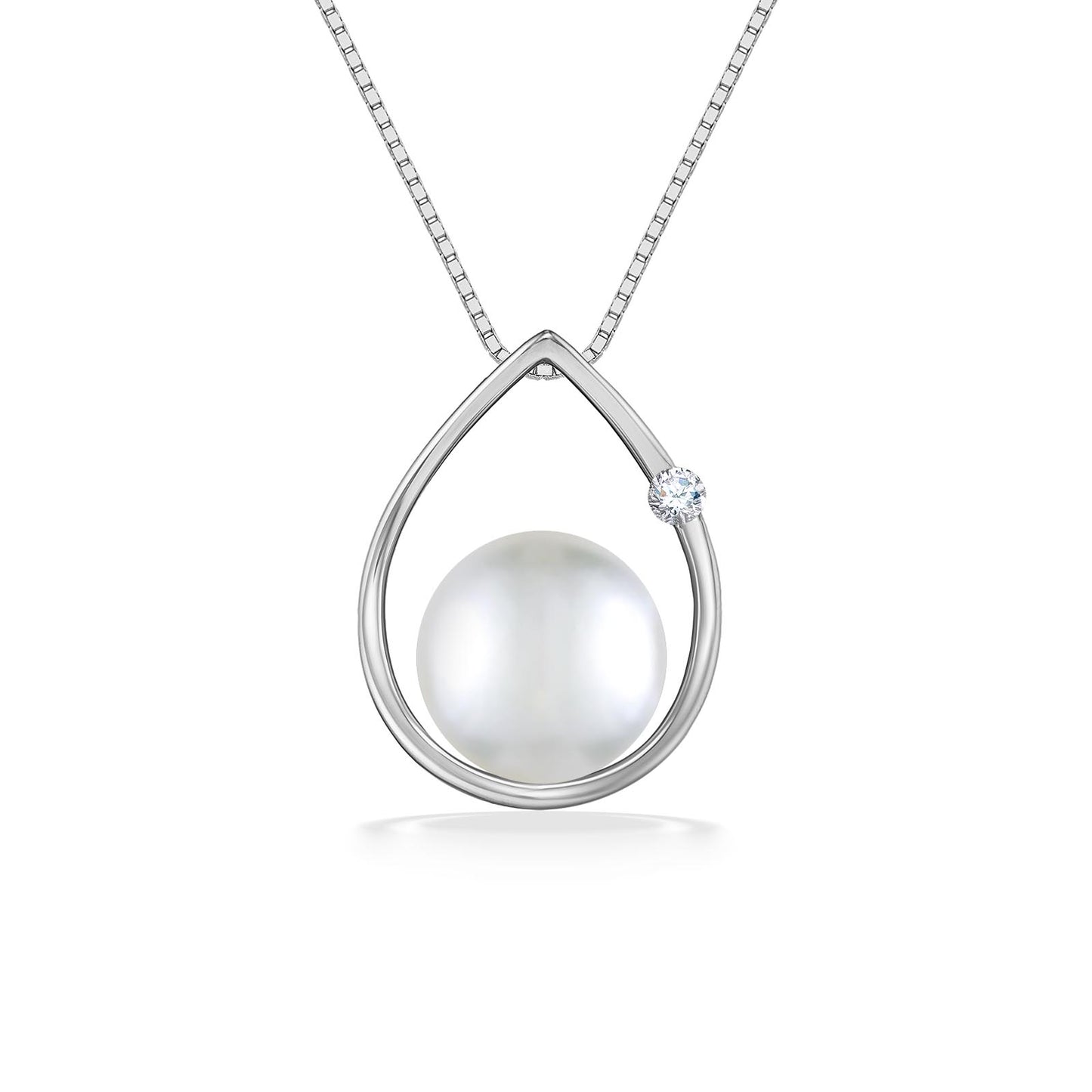 19592 - 14K White Gold - Raindrop Pendant
