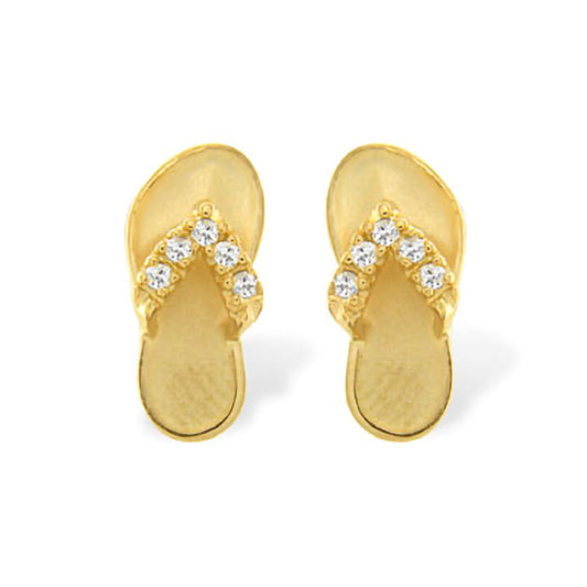 10819 - 14K Yellow Gold - Hawaiian Slipper Stud Earrings