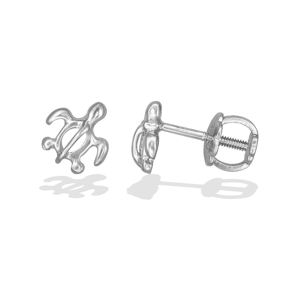 10129 - 14K White Gold - Na Keiki (Children's) Honu Earrings