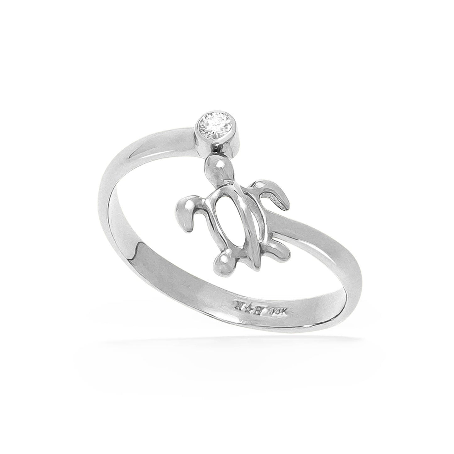 13340 - 14K White Gold - Honu Ring