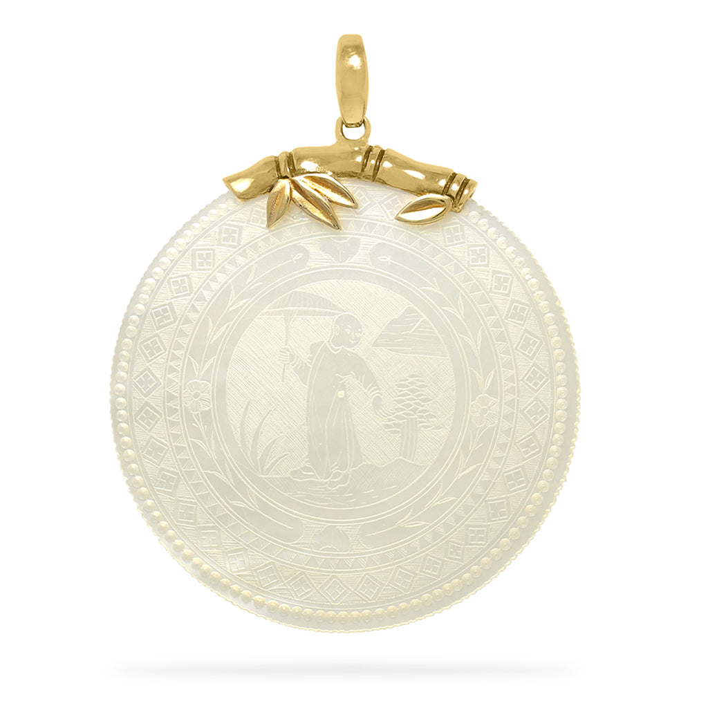 12879 - 14K Yellow Gold - Gaming Counter Round Pendant