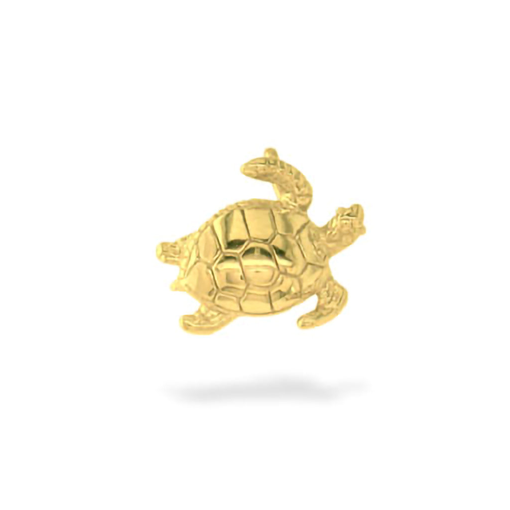 Polished sea turtle pendant created in 14k yellow gold, crafted with realistic, lifelike details. Item No. 12946
