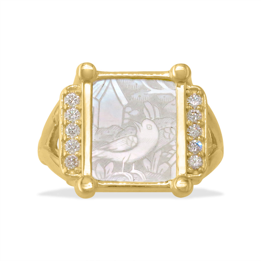 13198 - 14K Yellow Gold - Gaming Counter Square Ring