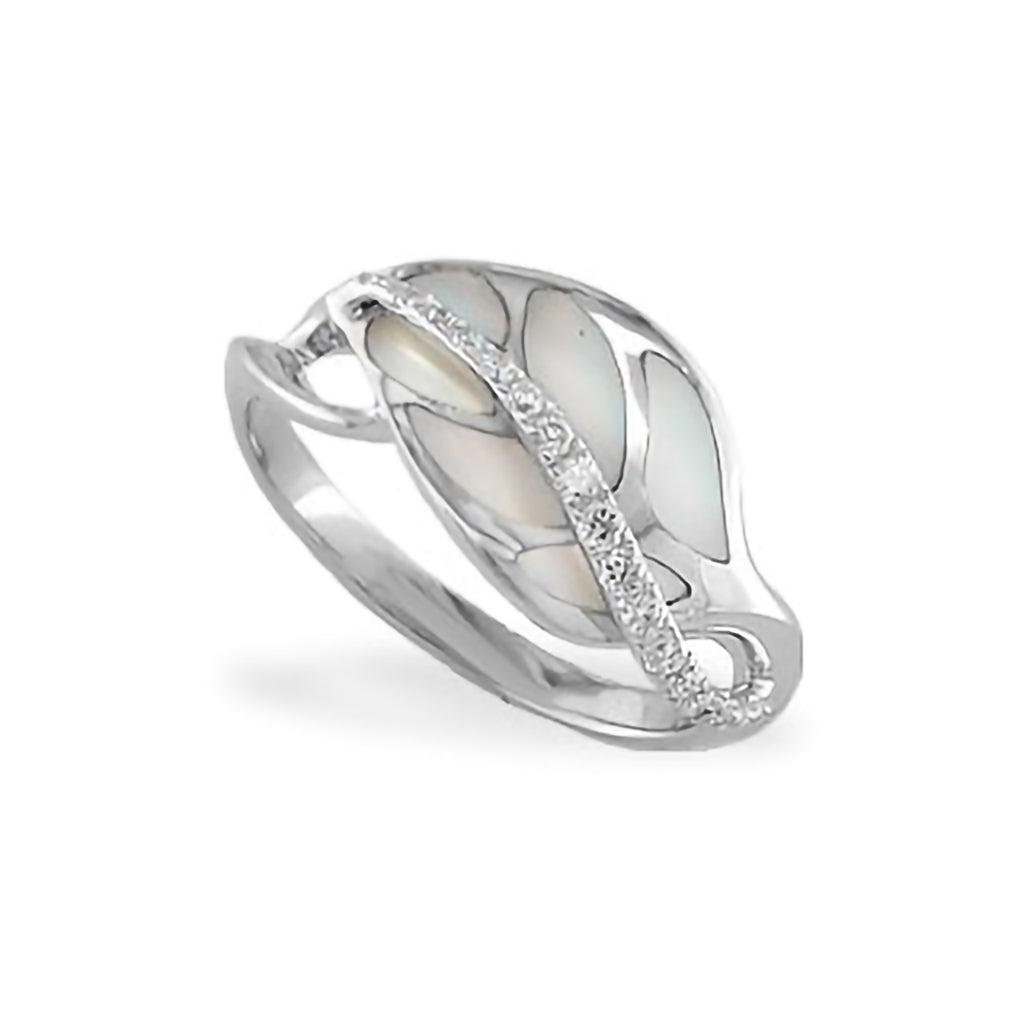 15086 - 14K White Gold - Maile Leaf Ring