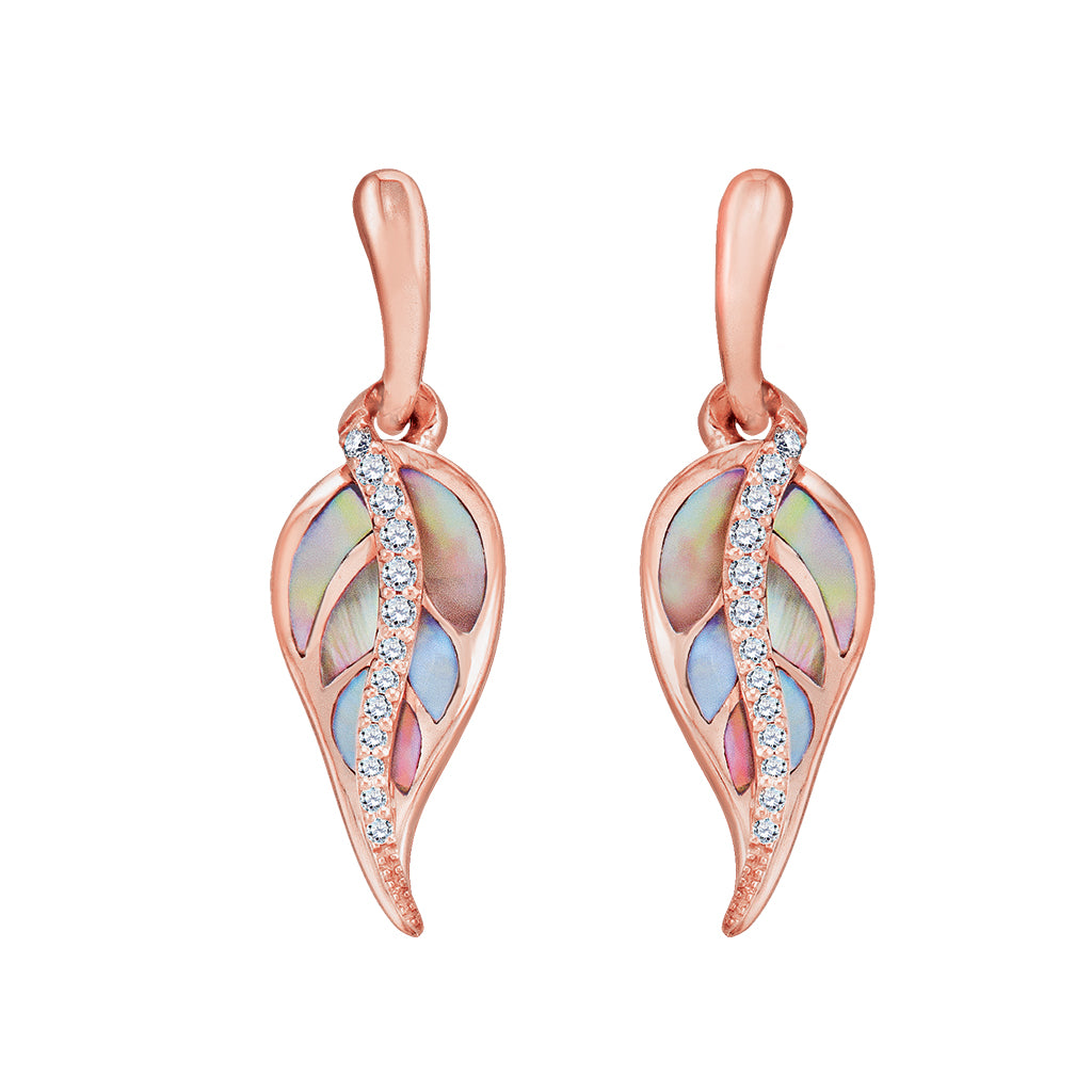 15093 - 14K Rose Gold - Maile Leaf Earrings
