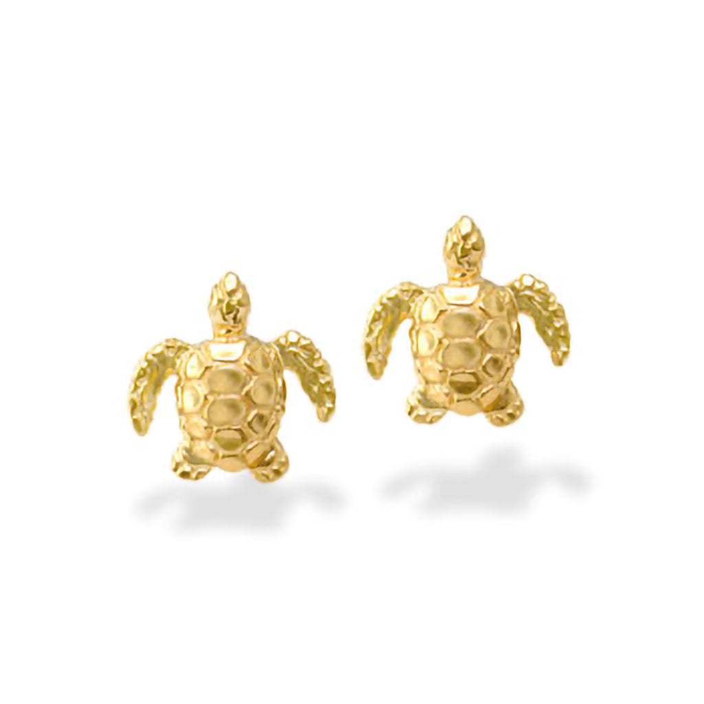 14920 - 14K Yellow Gold - Sea Turtle Stud Earrings