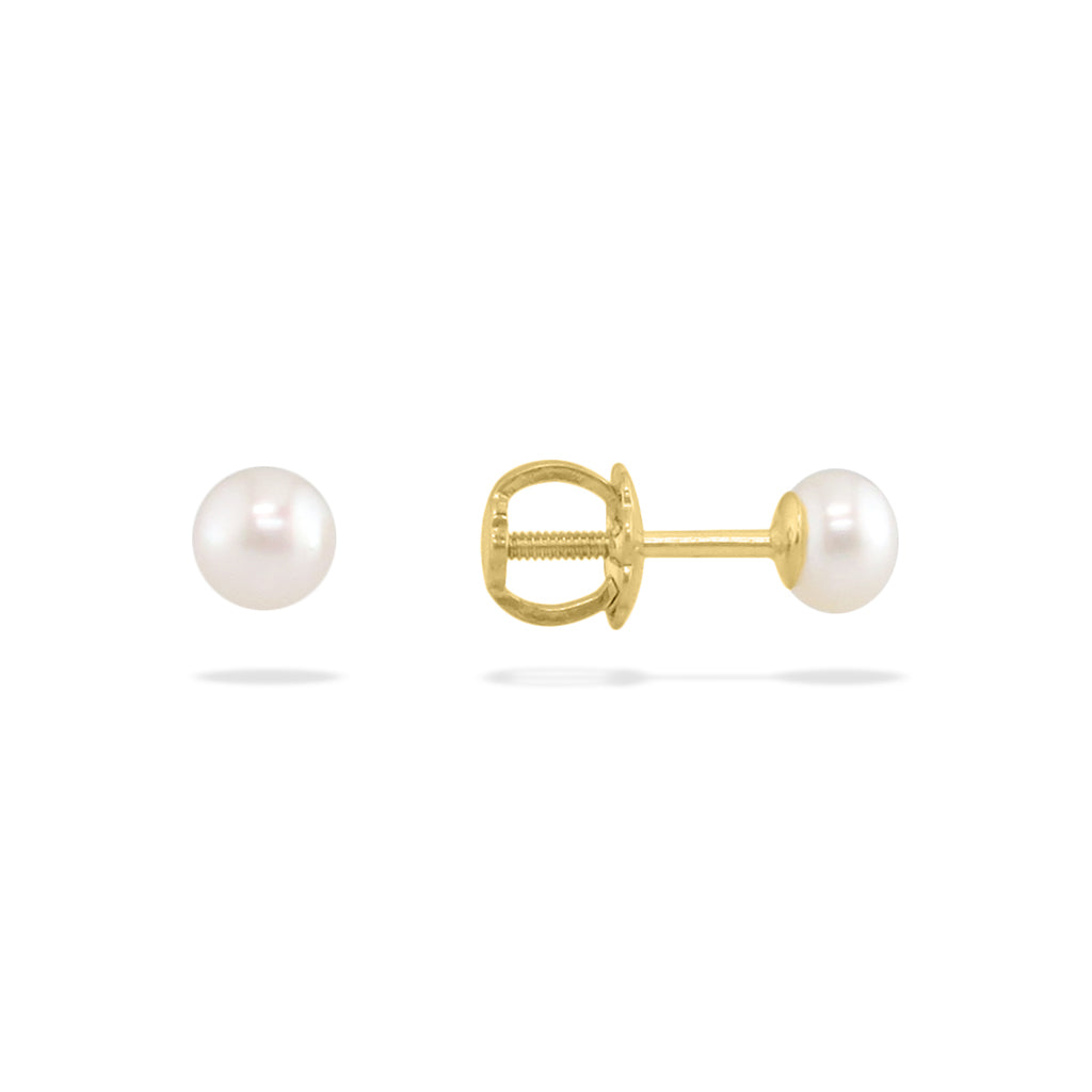 19380 - 14K Yellow Gold - Na Keiki (Children's) Pearl Stud Earrings