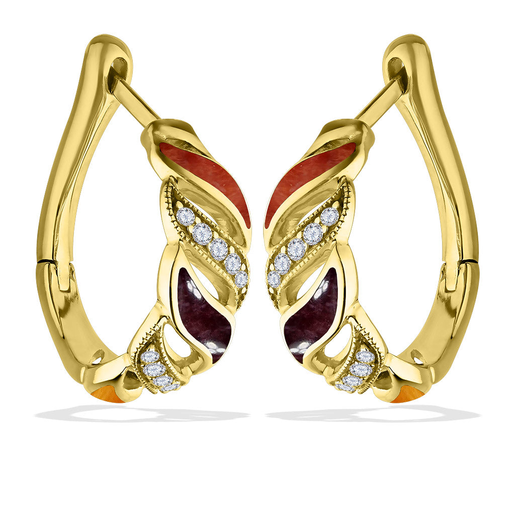 768757 - 14K Yellow Gold - Kabana Riviera Hinged Earrings