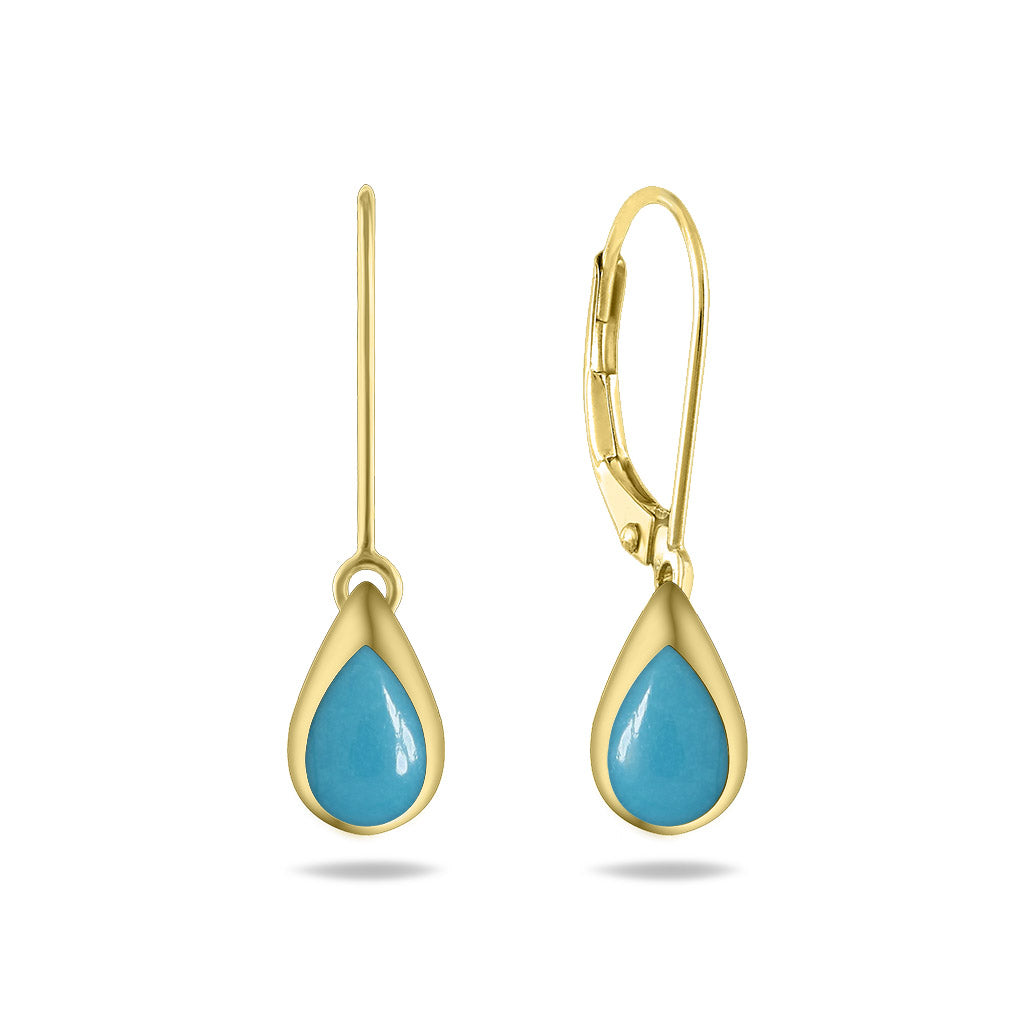 770113 - 14K Yellow Gold - Kabana Teardrop Inlay Leverback Earrings