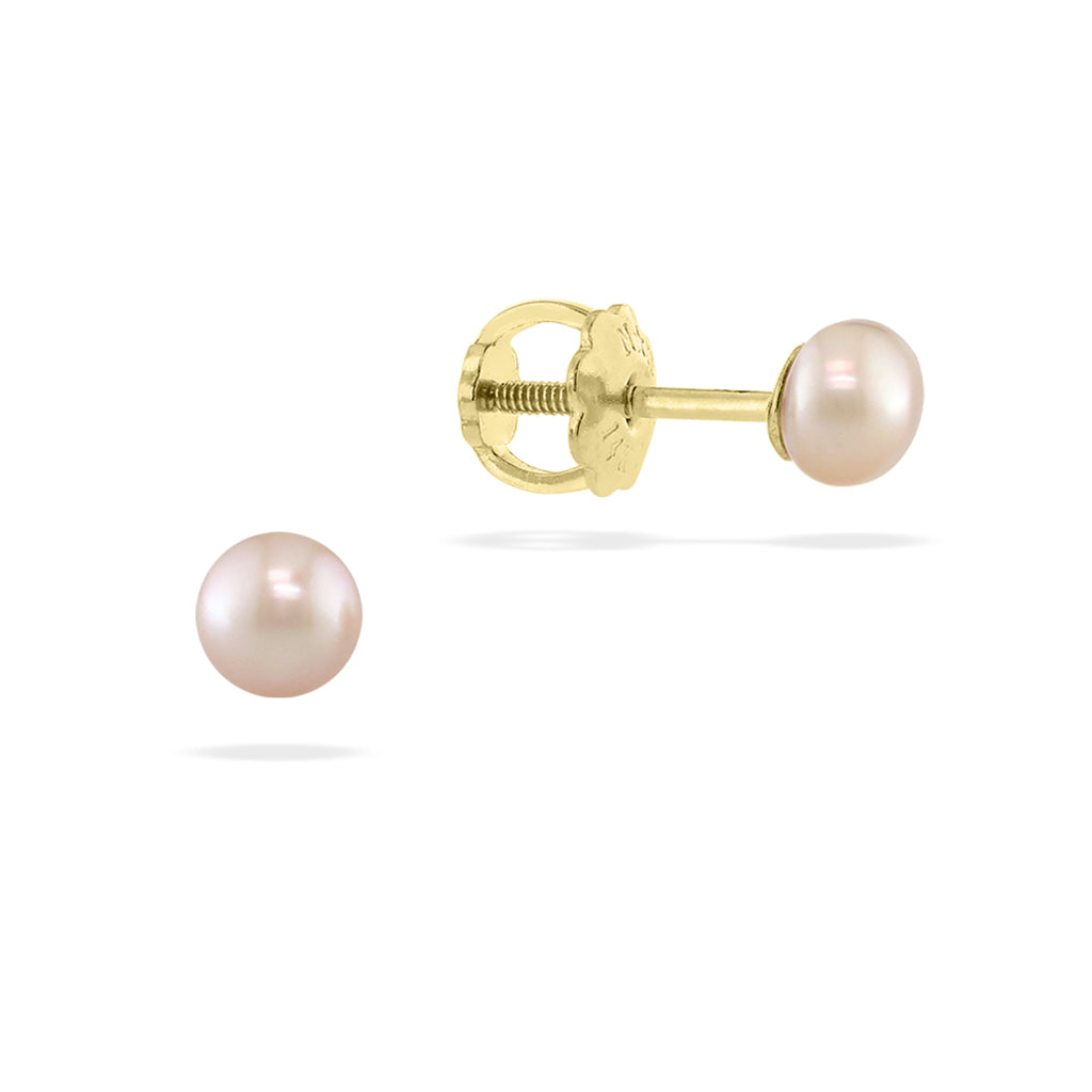 41395 - 14K Yellow Gold - Na Keiki (Children's) Pearl Stud Earrings