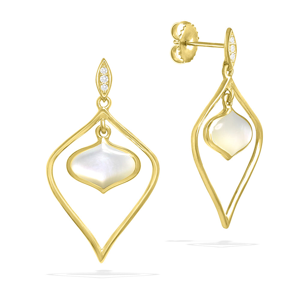 769673 - 14K Yellow Gold - Kabana Inlay Drop Earrings