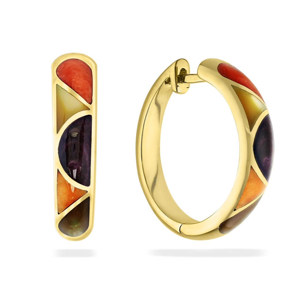 769675 - 14K Yellow Gold - Kabana Inlay Hoop Earrings