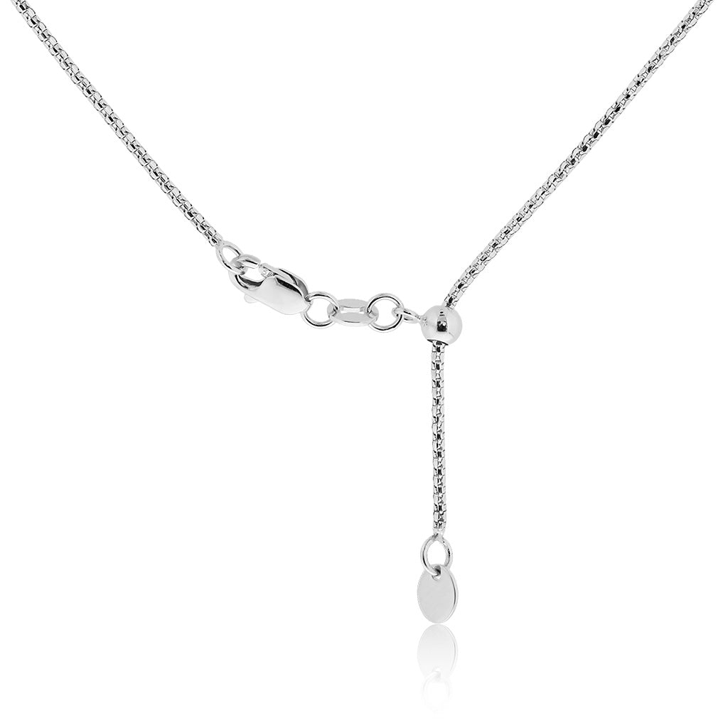 769473 - 14K White Gold - 22" Adjustable Popcorn Chain, 1.1mm