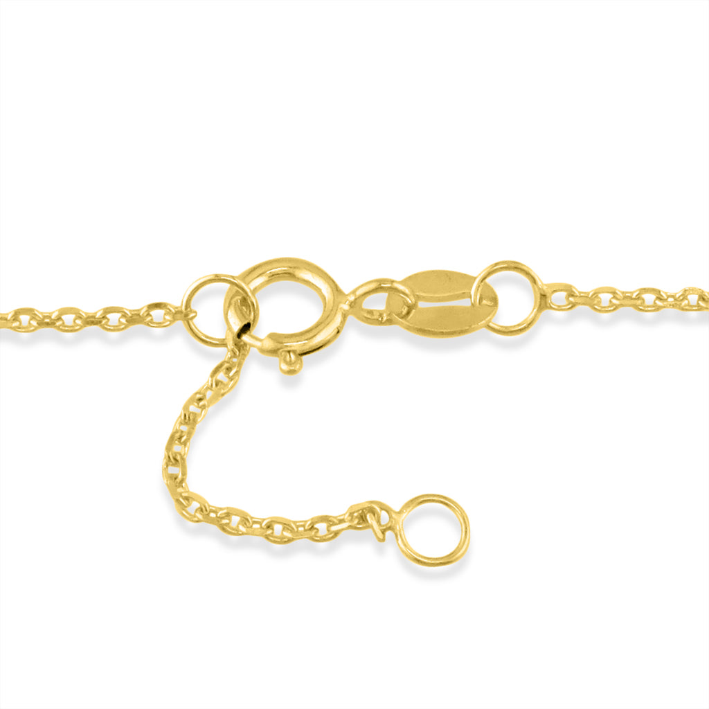 Spring ring clasp and extender chain shown on a 14K yellow gold adjustable bracelet design. Item No. 40439