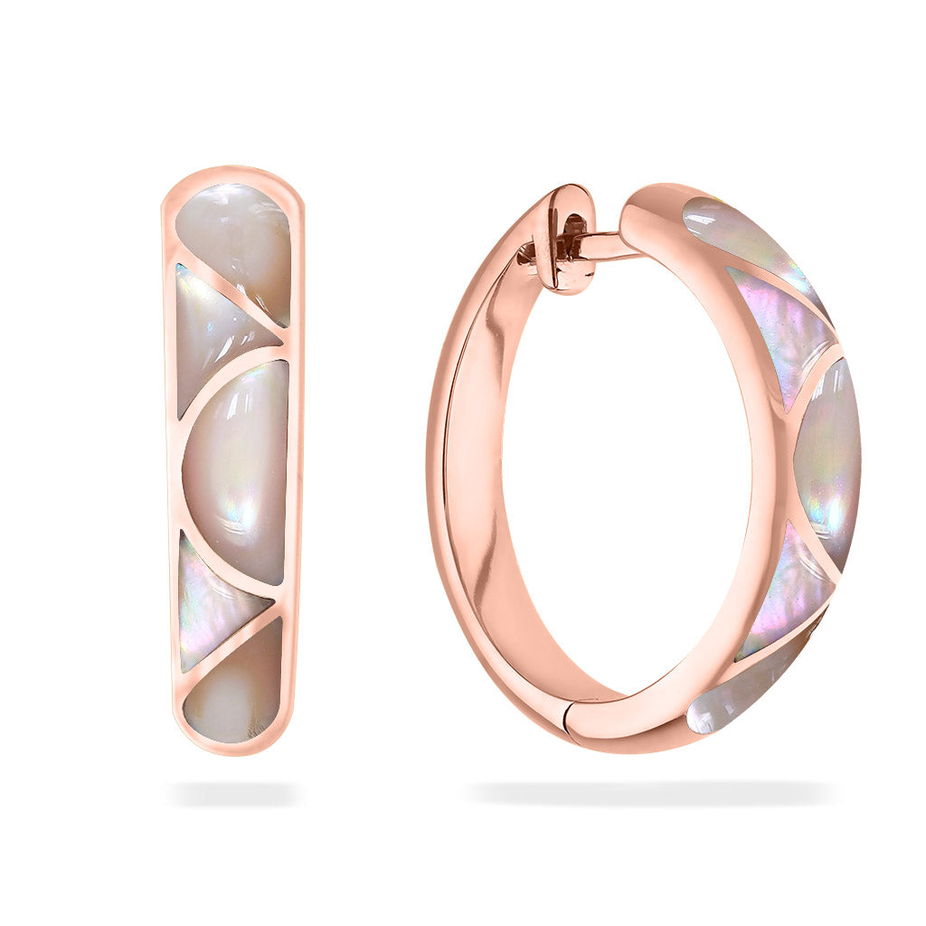 770469 - 14K Rose Gold - Kabana Inlay Hoop Earrings
