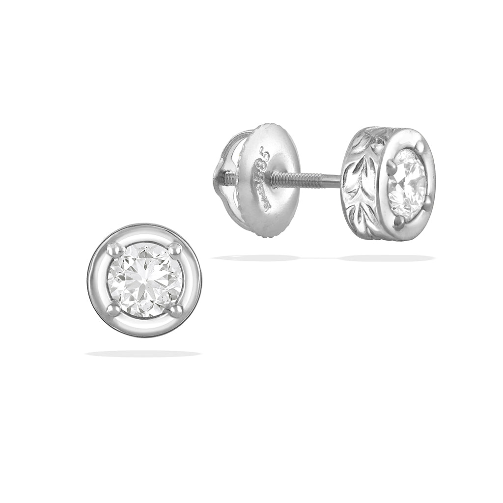 43344 - 14K White Gold - Maile Scroll Stud Earrings