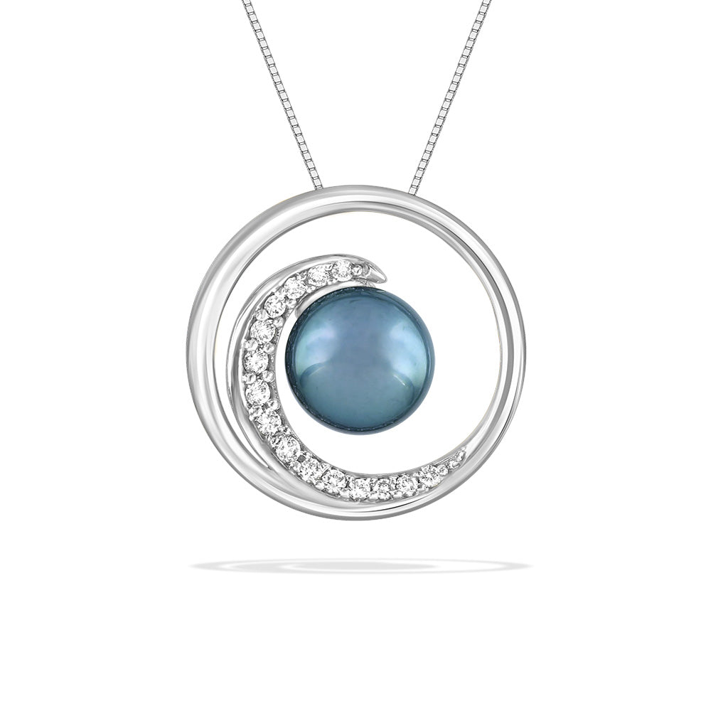 43051 - 14K White Gold - Wave Pendant