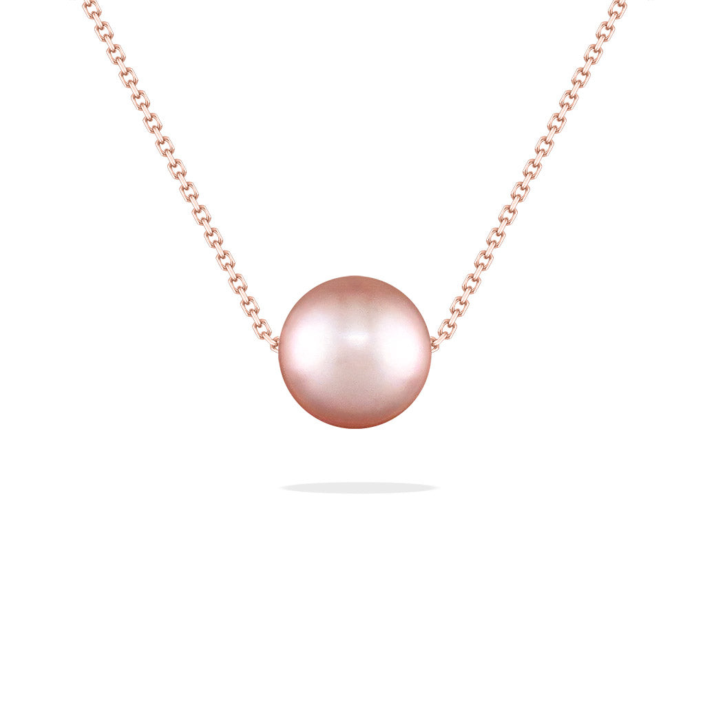 43930 - 14K Rose Gold - Pink Freshwater Pearl Slider