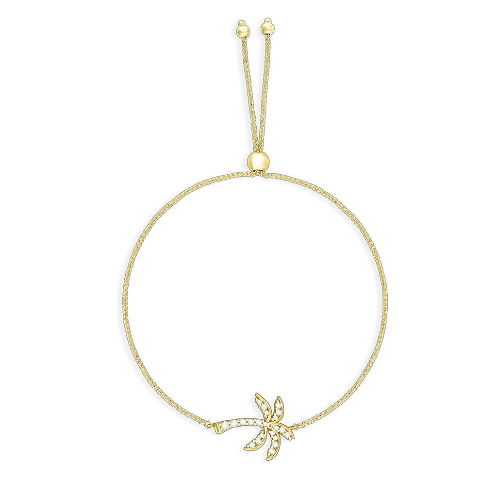 43391 - 14K Yellow Gold - Palm Tree Adjustable Bolo Bracelet