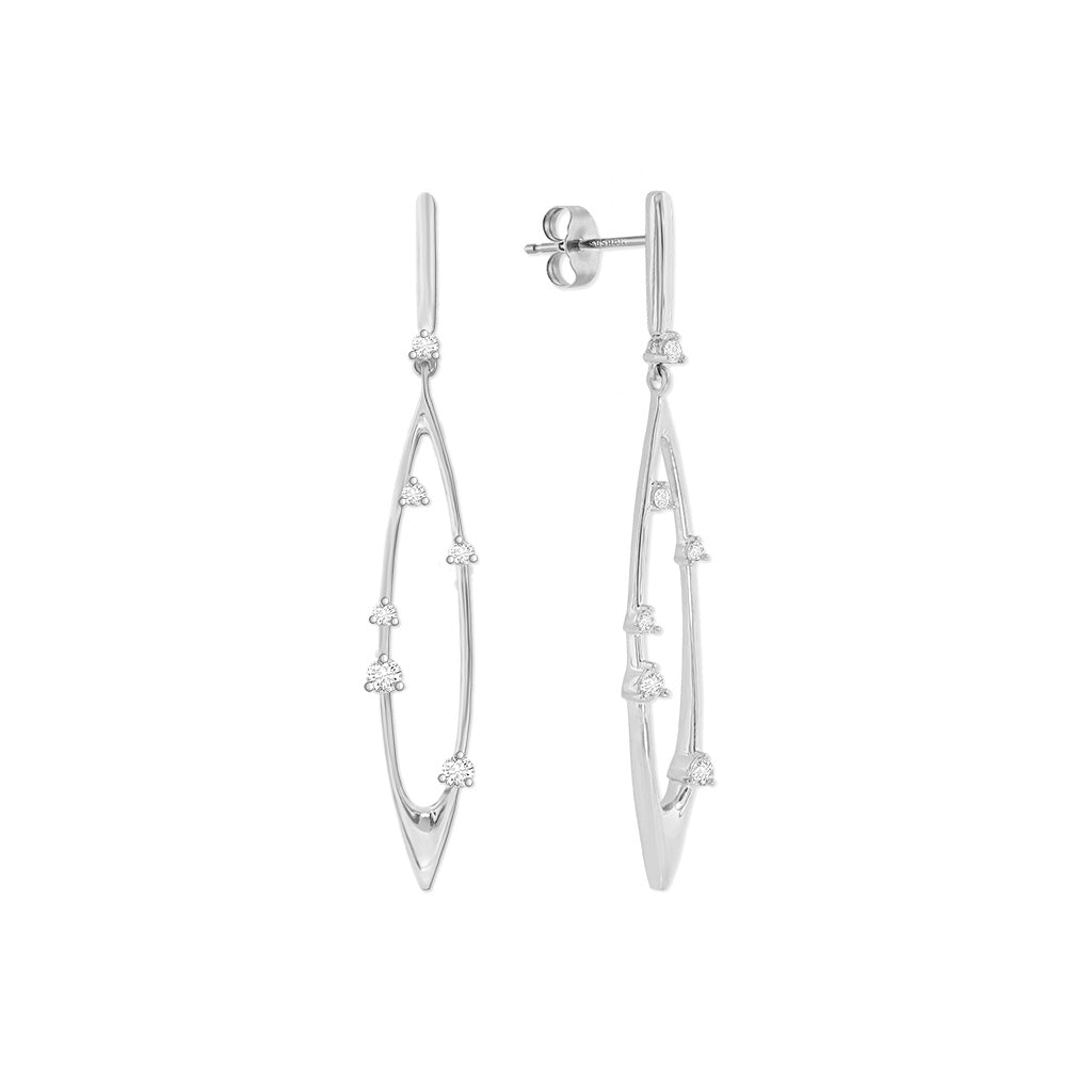 43985 - 14K White Gold - Petite Celestial Drop Earrings with Diamonds