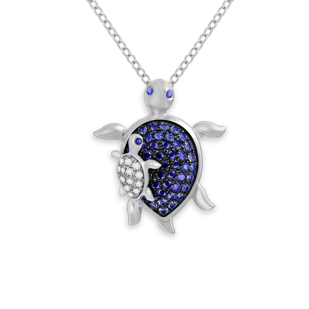 771780 - 14K White Gold - Effy Mother and Keiki Sea Turtle Pendant