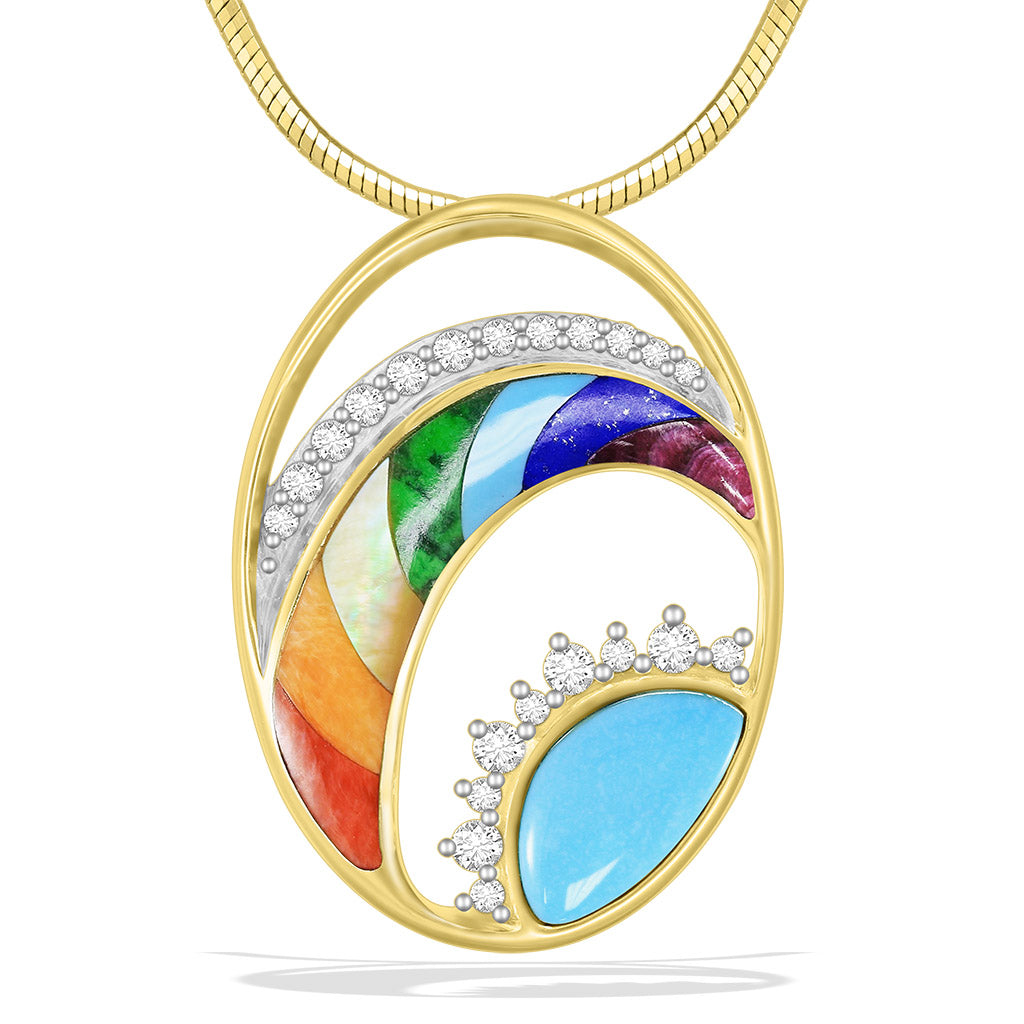 43682 - 14K Yellow Gold - Rainbow Pendant
