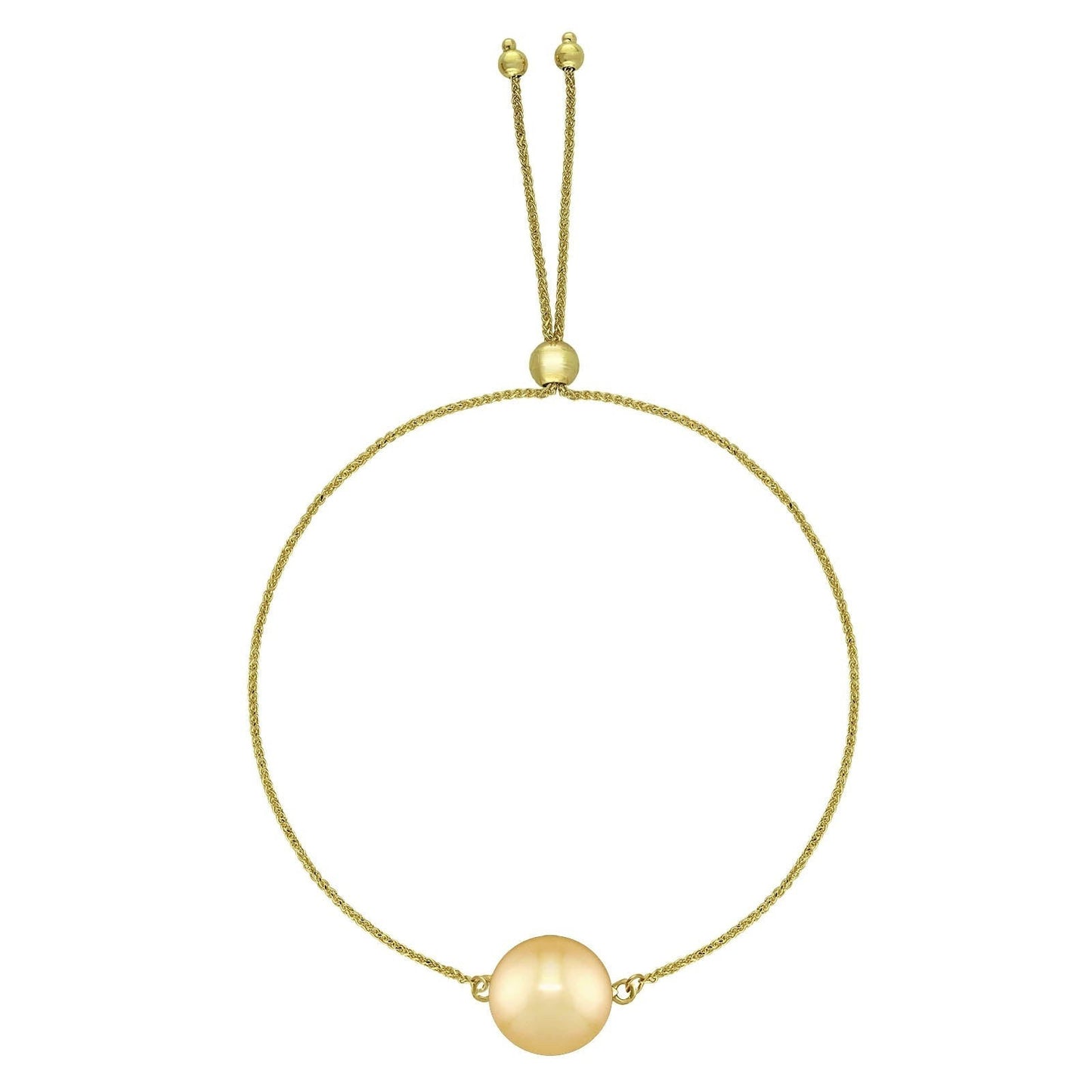 44137 - 14K Yellow Gold - Golden South Sea Pearl Adjustable Bolo Bracelet