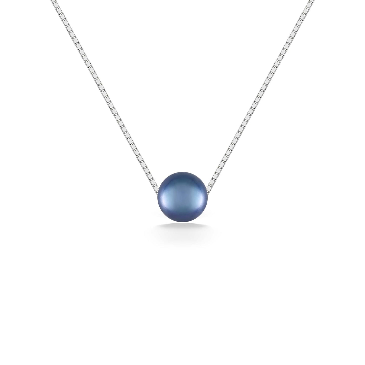44341 - 14K White Gold - Na Keiki (Children's) Blue Akoya Pearl Slider