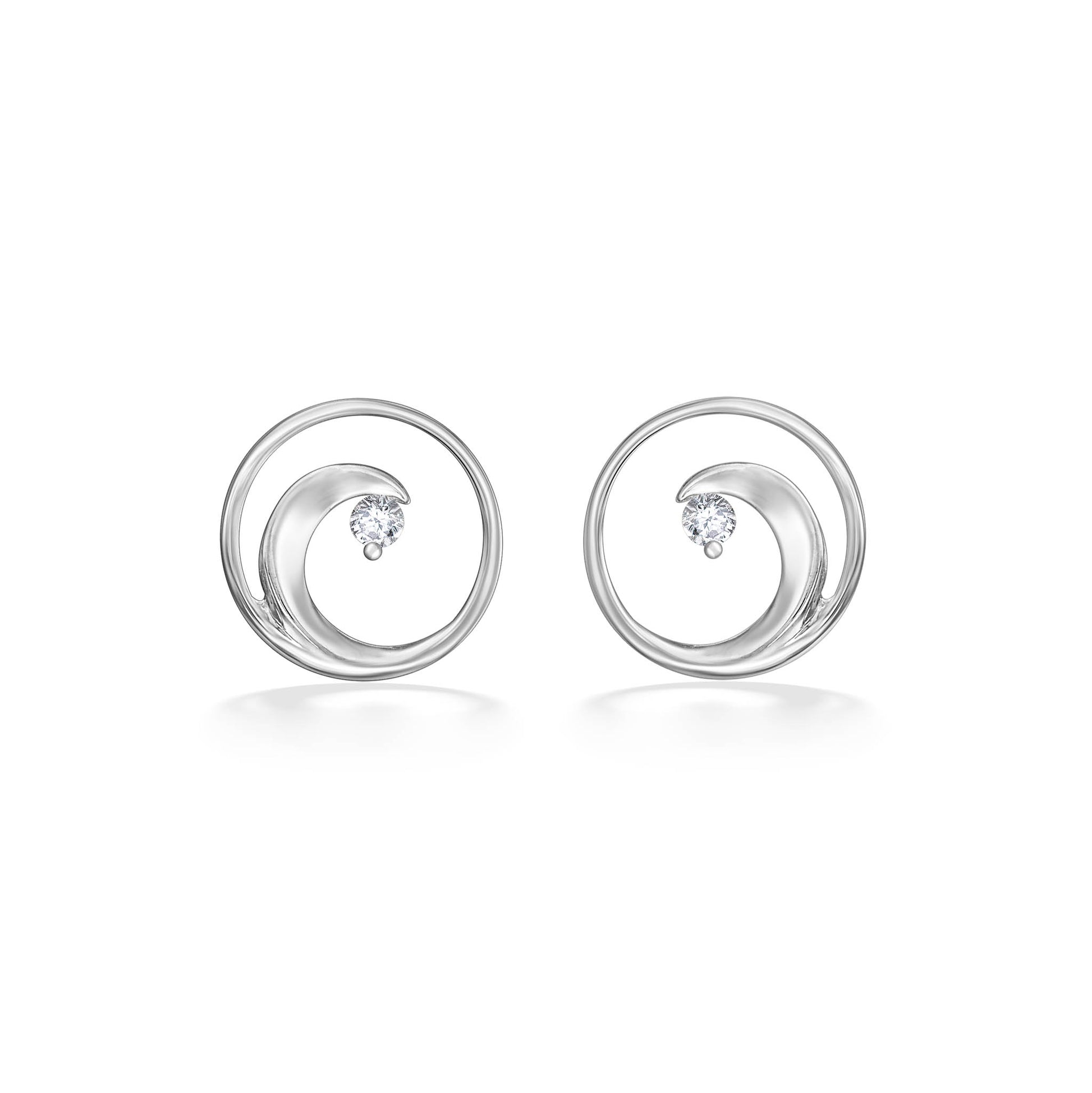 44345 - 14K White Gold - Na Keiki (Children's) Wave Earrings