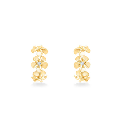 44295 - 14K Yellow Gold - Plumeria Half Hoop Earrings