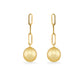 44354 - 14K Yellow Gold - Golden South Sea Pearl Paperclip Dangle Earrings