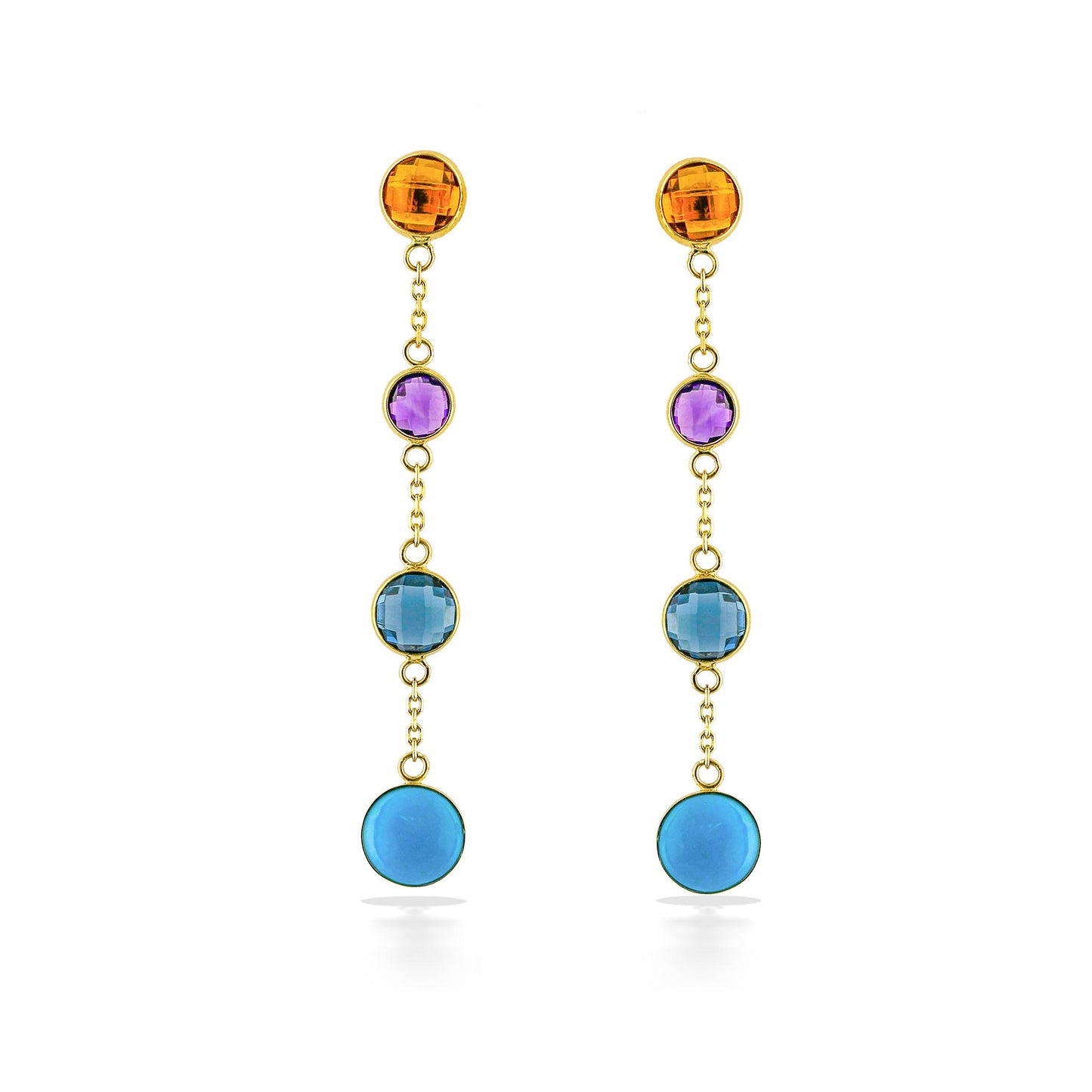 773071 - 14K Yellow Gold - Effy Multicolor Gemstone Drop Earrings