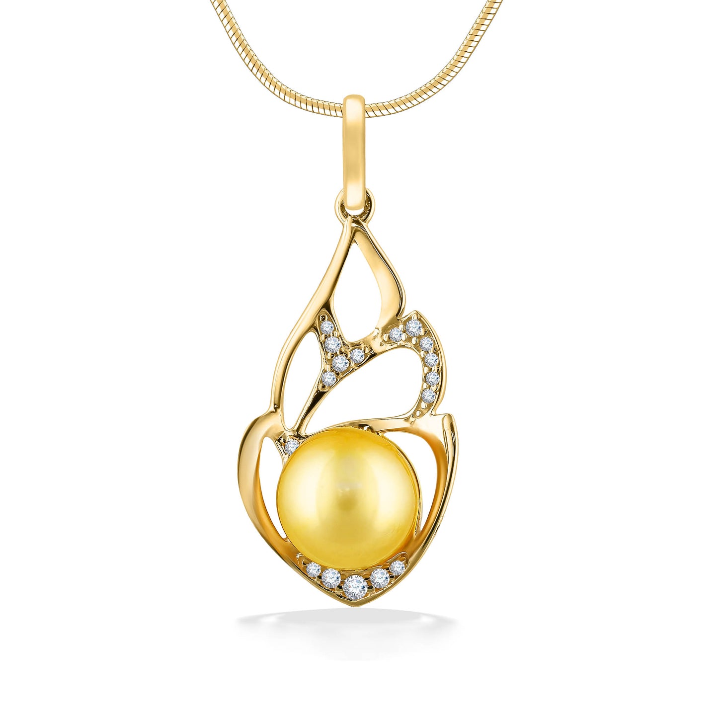 44336 - 14K Yellow Gold - Golden South Sea Pearl Seashell Pendant