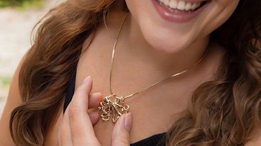 Model wearing Na Hoku Octopus Slide, Item No. 40767