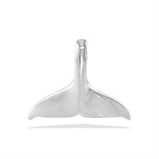 Simple 14k white gold whale tail pendant with a 16mm width fluke. Item No. 14931