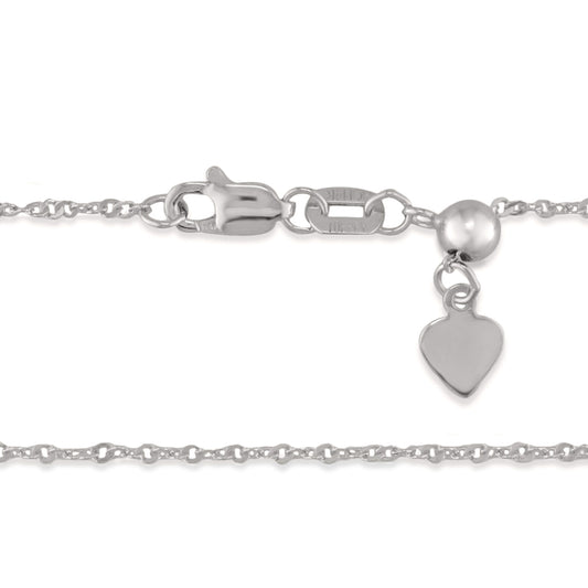 767319 - 14K White Gold - 22" Adjustable Singapore Chain, 1.1mm