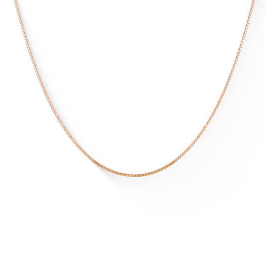 763936 - 14K Rose Gold - 18" Box Chain, 0.7mm