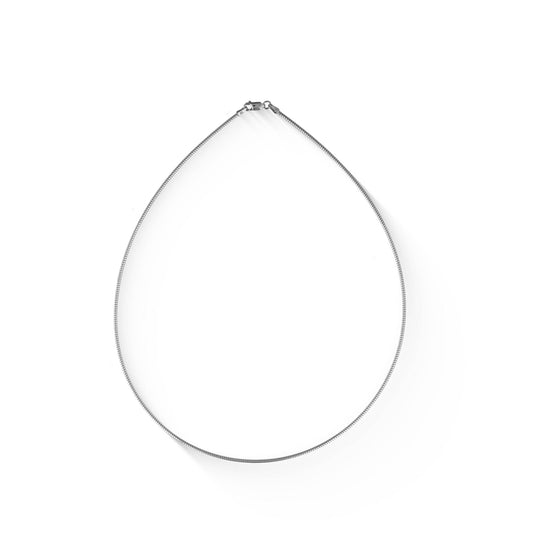 700551 - Sterling Silver - 16" Round Omega Necklace, 1.5mm