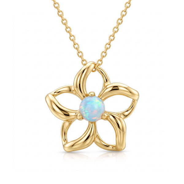 4mm Opal Floating Plumeria Pendant – Na Hoku