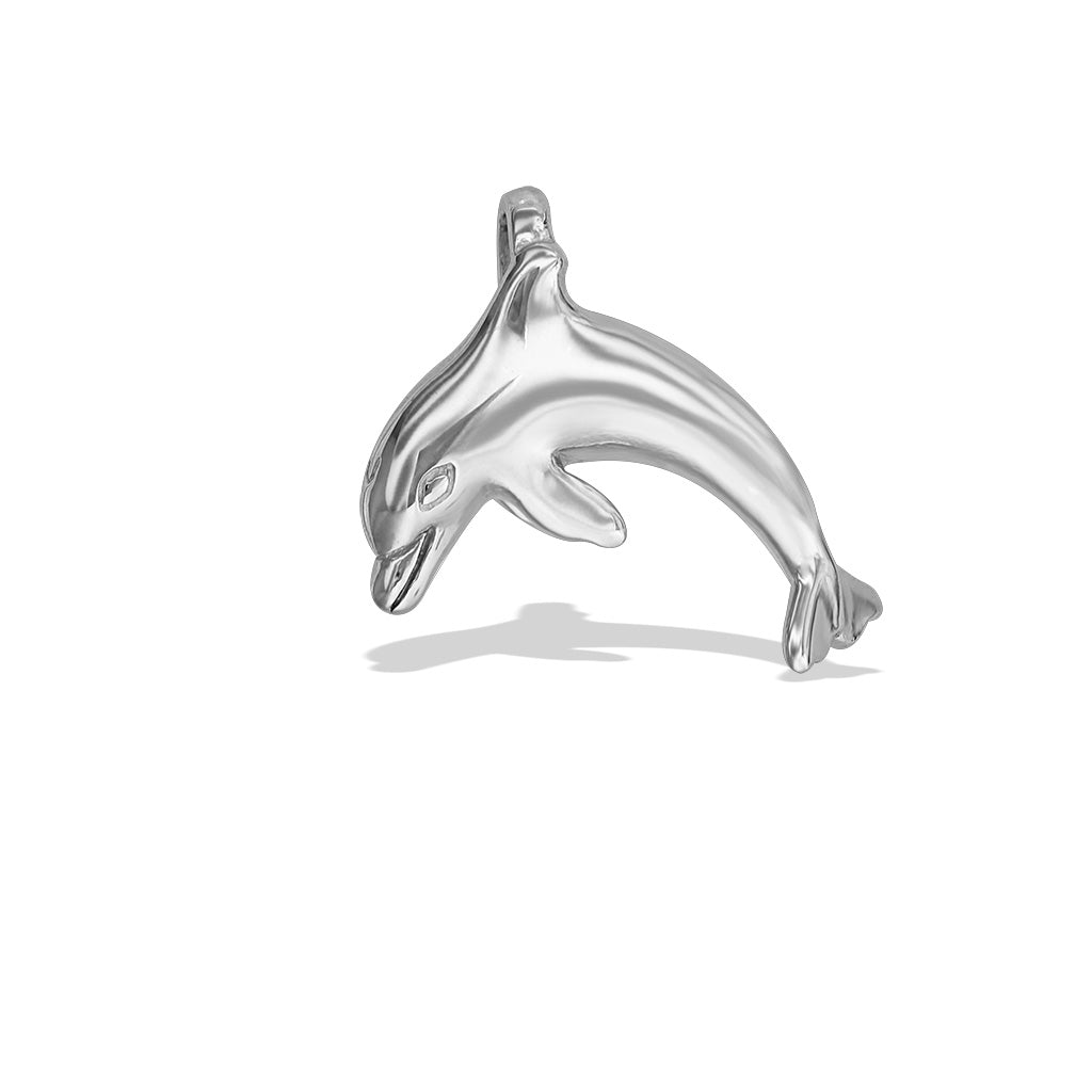 40340 - 14K White Gold - Jumping Dolphin Pendant