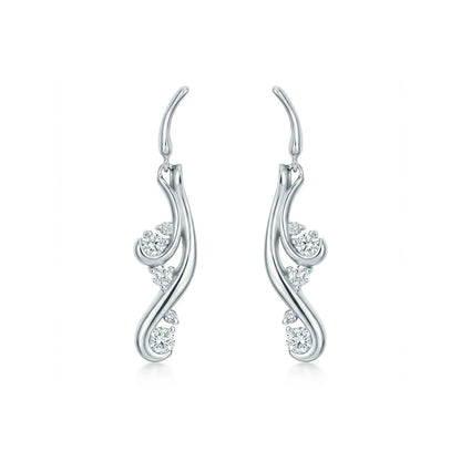 Waterfall-inspired earrings with the silhouette of cascading waters in 14k white gold & diamond accents. Item No. 40437